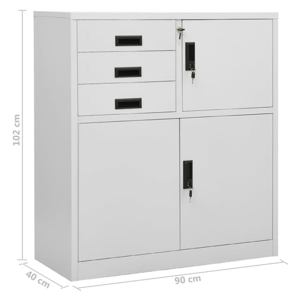 vidaXL Dokumentskåp ljusgrå 90x40x102 cm stål - Förvaringsskåp & garderober
