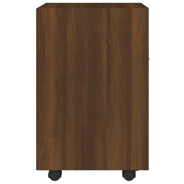 vidaXL Sivukaappi pyörillä ruskea tammi 33x38x60 cm tekninen puu - Säilytys- & lukkokaapit
