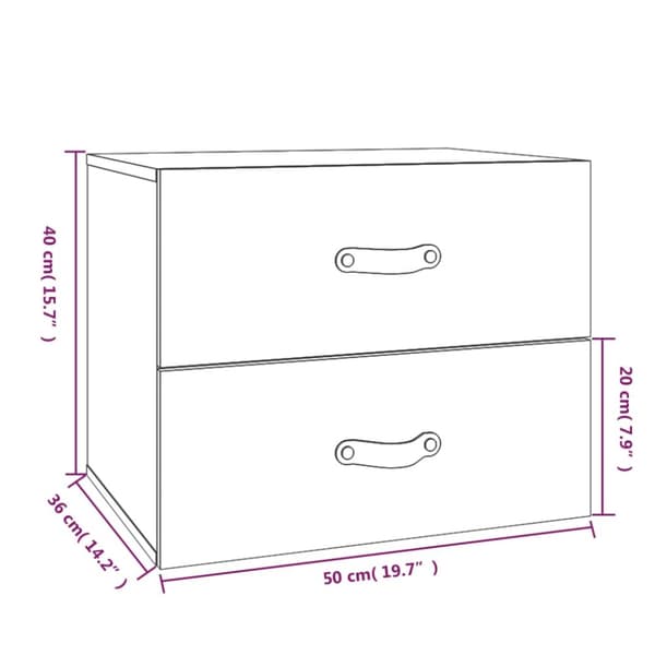 vidaXL væghængt sengebord 50x36x40 cm hvid - Opbevaringsskabe