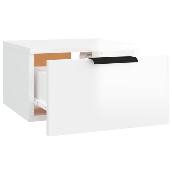 vidaXL væghængt sengebord 34x30x20 cm hvid højglans - Opbevaringsskabe