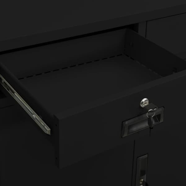 vidaXL Dokumentskåp svart 90x40x102 cm stål -  Förvaringsskåp & garderober
