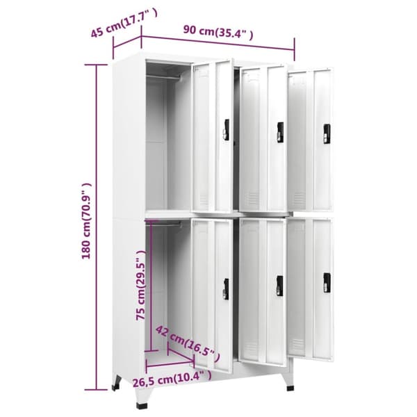 vidaXL skab 90x45x180 cm stål hvid - Opbevaringsskabe