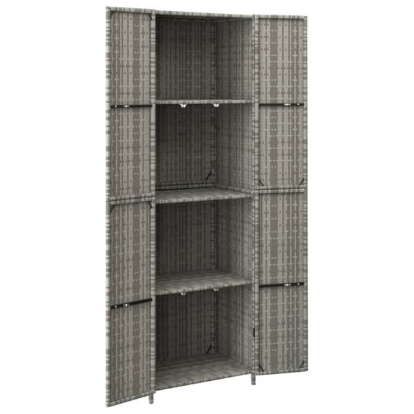 vidaXL Puutarhan säilytyskaappi harmaa 59x40x180 cm polyrottinki -  Säilytys- & lukkokaapit