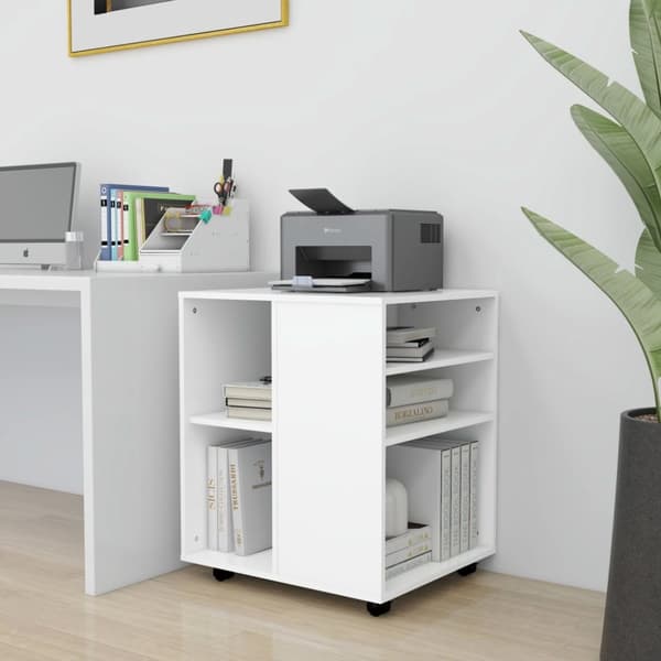 vidaXL rulleskab 60x53x72 cm konstrueret træ hvid - Opbevaringsskabe