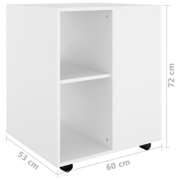 vidaXL rulleskab 60x53x72 cm konstrueret træ hvid - Opbevaringsskabe