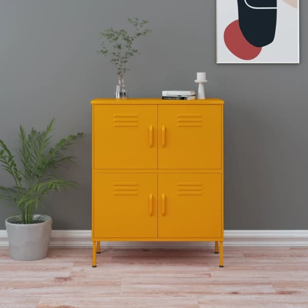 vidaXL opbevaringsskab 80x35x101,5 cm stål sennepsgul - Opbevaringsskabe