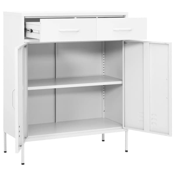 vidaXL opbevaringsskab 80x35x101,5 cm stål hvid - Opbevaringsskabe