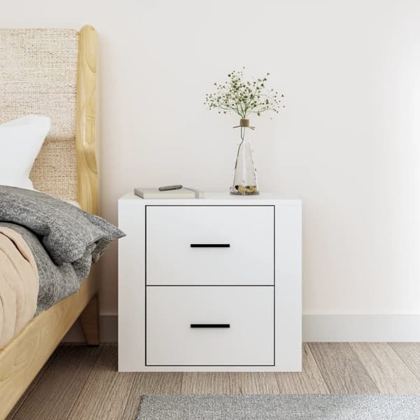 vidaXL væghængt sengebord 50x36x47 cm hvid - Opbevaringsskabe