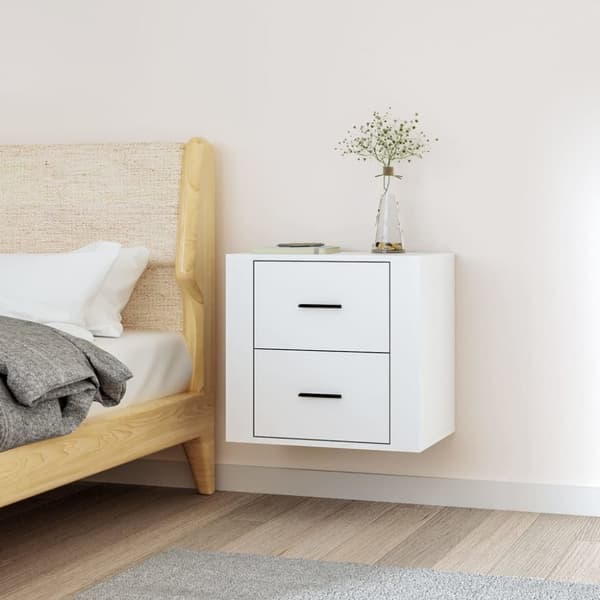 vidaXL væghængt sengebord 50x36x47 cm hvid - Opbevaringsskabe