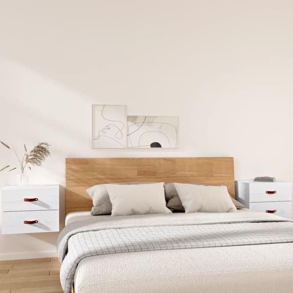 vidaXL Väggmonterade sängbord 2 st vit 50x36x40 cm - Förvaringsskåp & garderober