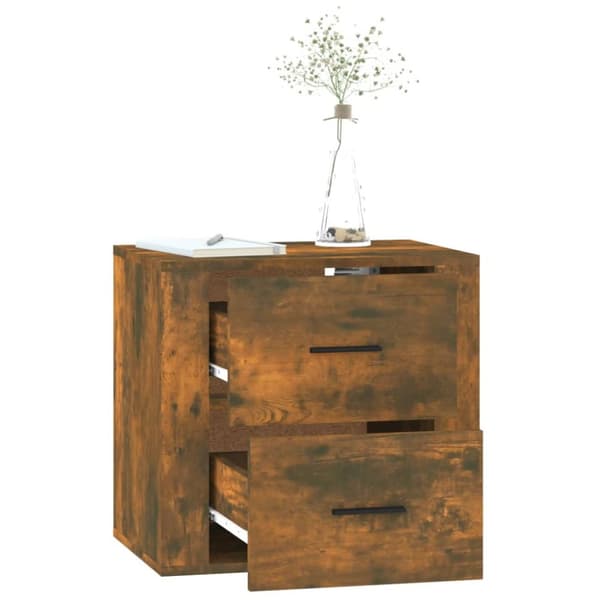 vidaXL Väggmonterat sängbord rökfärgad ek 50x36x47 cm - Förvaringsskåp & garderober