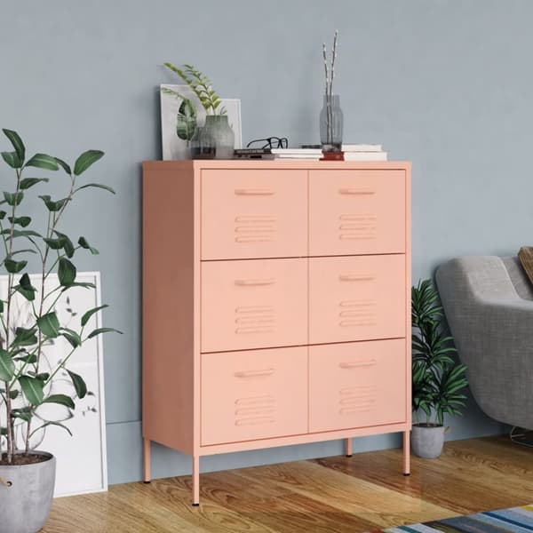 vidaXL Lipasto pinkki 80x35x101,5 cm teräs - Säilytys- & lukkokaapit