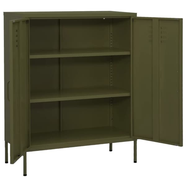 vidaXL opbevaringsskab 80x35x101,5 cm stål olivengrøn -  Opbevaringsskabe
