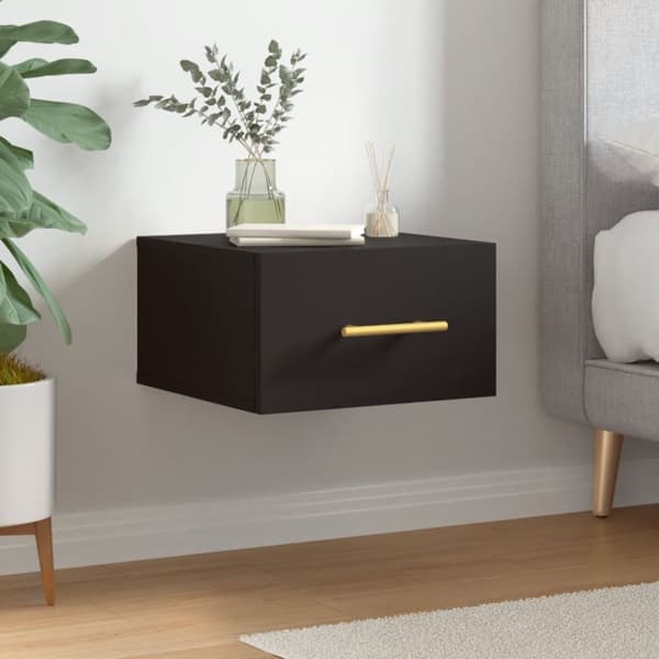 vidaXL væghængt sengebord 35x35x20 cm sort -  Opbevaringsskabe