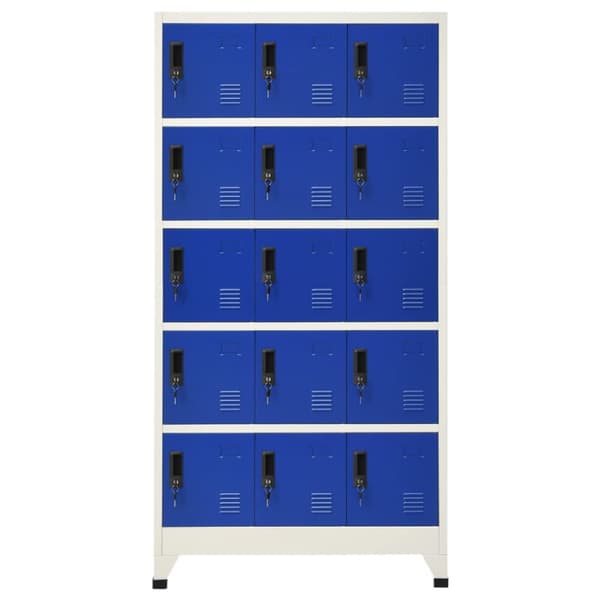 vidaXL skab 90x40x180 cm stål grå og blå -  Opbevaringsskabe