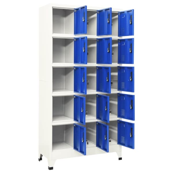 vidaXL skab 90x40x180 cm stål grå og blå -  Opbevaringsskabe