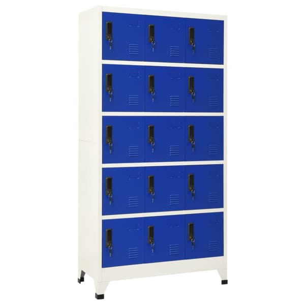 vidaXL skab 90x40x180 cm stål grå og blå -  Opbevaringsskabe
