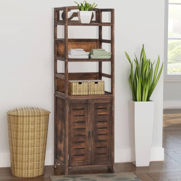 vidaXL reol 46x24x140 cm massivt kejsertræ mørkebrun - Opbevaringsskabe