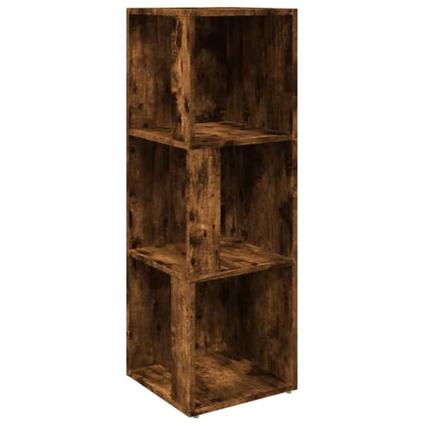 vidaXL hjørnereol 33x33x100 cm konstrueret træ røget egetræsfarve -  Opbevaringsskabe