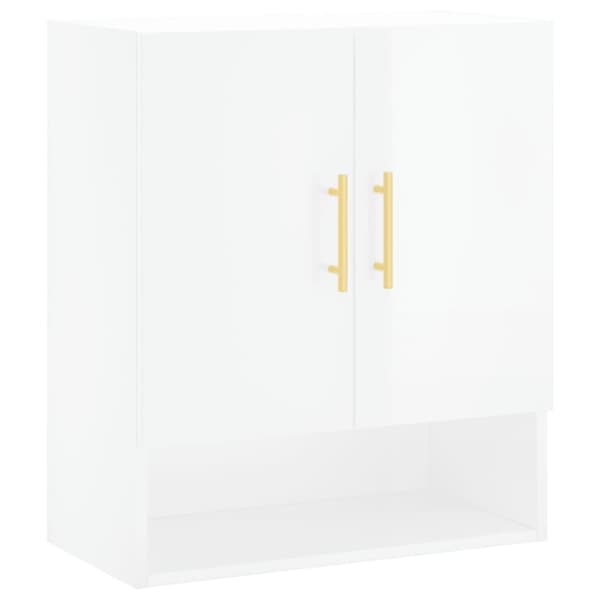 vidaXL vægskab 60x31x70 cm konstrueret træ hvid højglans - Opbevaringsskabe