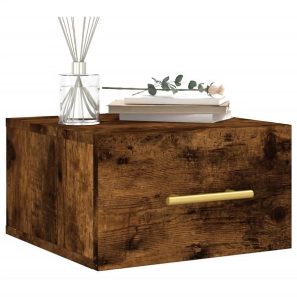 vidaXL Väggmonterat sängbord 2 st rökfärgad ek 35x35x20 cm - Förvaringsskåp & garderober