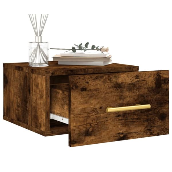 vidaXL Väggmonterat sängbord 2 st rökfärgad ek 35x35x20 cm - Förvaringsskåp & garderober