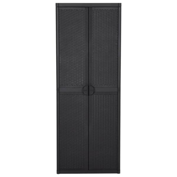 vidaXL Ulkosäilytyskaappi musta 65x45x172 cm PP rottinki - Säilytys- & lukkokaapit