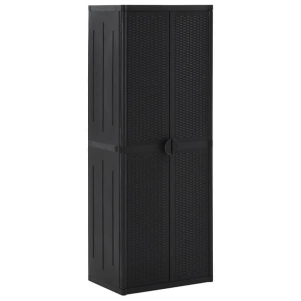 vidaXL opbevaringsskab til haven 65x45x172 cm polyrattan sort -  Opbevaringsskabe