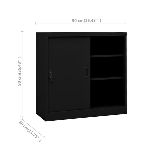 vidaXL kontorskab med skydedøre 90x40x90 cm stål sort -  Opbevaringsskabe