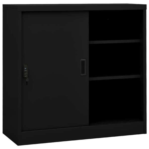 vidaXL kontorskab med skydedøre 90x40x90 cm stål sort -  Opbevaringsskabe