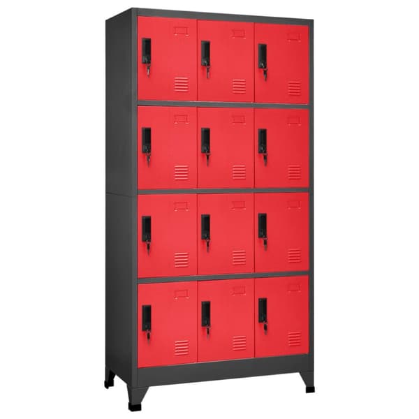 vidaXL Förvaringsskåp antracit och röd 90x45x180 cm stål - Förvaringsskåp & garderober