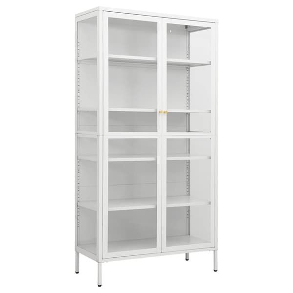 vidaXL udstillingsskab 90x40x180 cm stål og hærdet glas hvid -  Opbevaringsskabe