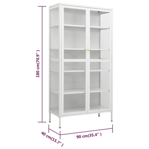 vidaXL udstillingsskab 90x40x180 cm stål og hærdet glas hvid -  Opbevaringsskabe