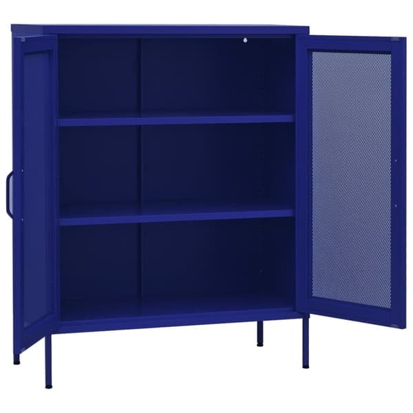vidaXL Förvaringsskåp marinblå 80x35x101,5 cm stål - Förvaringsskåp & garderober