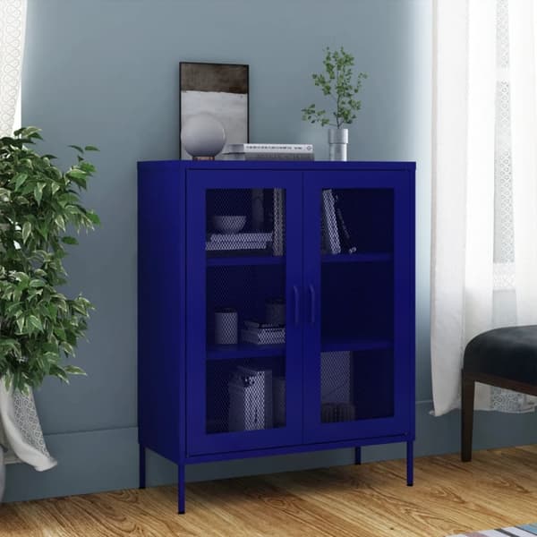 vidaXL Förvaringsskåp marinblå 80x35x101,5 cm stål - Förvaringsskåp & garderober