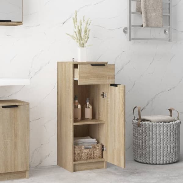 vidaXL Badrumsskåp sonoma-ek 32x34x90 cm konstruerat trä -  Förvaringsskåp & garderober