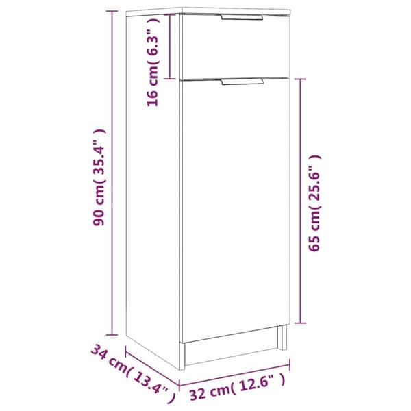 vidaXL Badrumsskåp sonoma-ek 32x34x90 cm konstruerat trä -  Förvaringsskåp & garderober