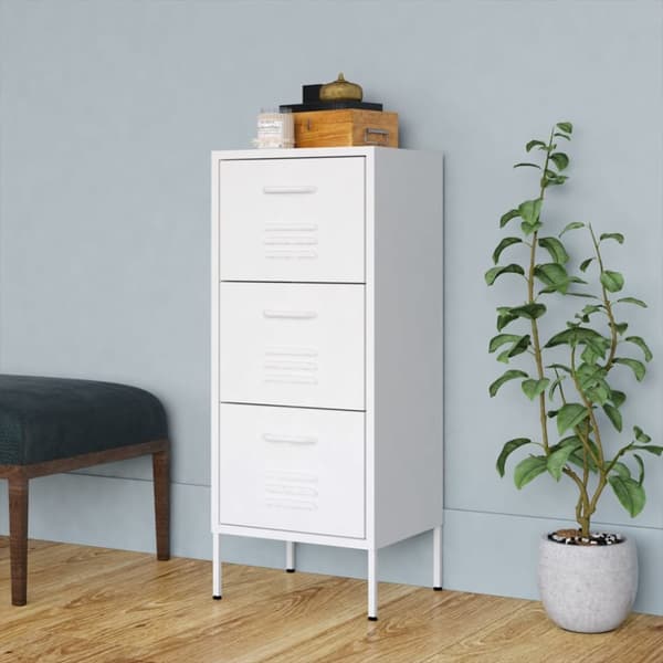 vidaXL opbevaringsskab 42,5x35x101,5 cm stål hvid - Opbevaringsskabe