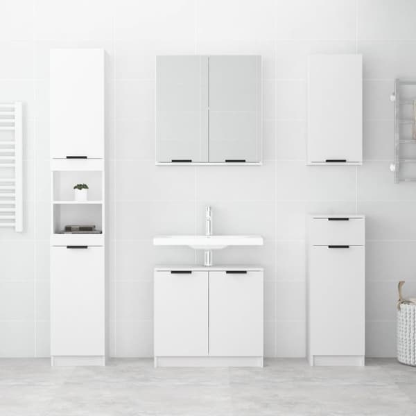 vidaXL badeværelsesskab 32x34x188,5 cm konstrueret træ hvid - Opbevaringsskabe