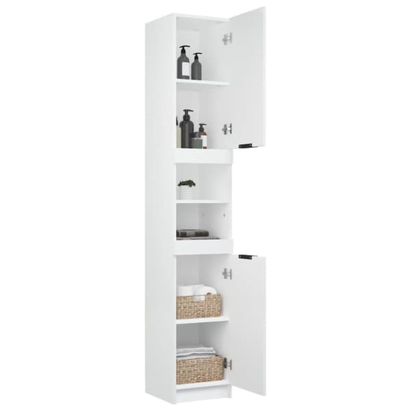 vidaXL badeværelsesskab 32x34x188,5 cm konstrueret træ hvid - Opbevaringsskabe