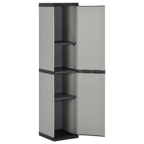 vidaXL opbevaringsskab til haven 34x40x168 cm 3 hylder grå og sort - Opbevaringsskabe