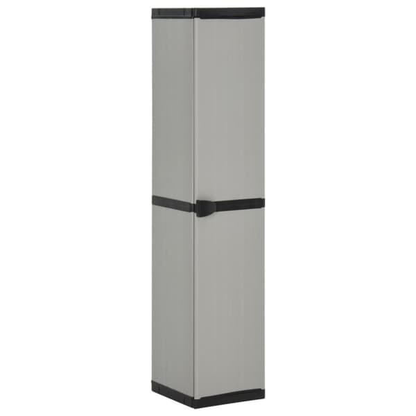 vidaXL opbevaringsskab til haven 34x40x168 cm 3 hylder grå og sort -  Opbevaringsskabe