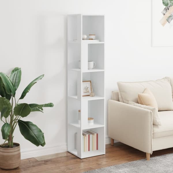 vidaXL hjørnereol 33x33x164,5 cm spånplade hvid -  Opbevaringsskabe