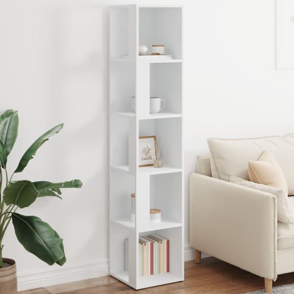 vidaXL hjørnereol 33x33x164,5 cm spånplade hvid -  Opbevaringsskabe
