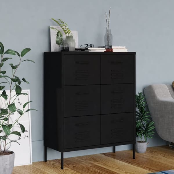 vidaXL Lipasto musta 80x35x101,5 cm teräs -  Säilytys- & lukkokaapit