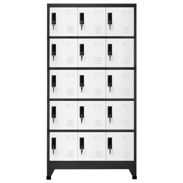 vidaXL skab 90x40x180 cm stål antracitgrå og hvid -  Opbevaringsskabe