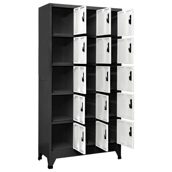 vidaXL skab 90x40x180 cm stål antracitgrå og hvid -  Opbevaringsskabe