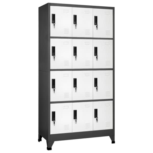 vidaXL skab 90x45x180 cm stål antracitgrå og hvid -  Opbevaringsskabe