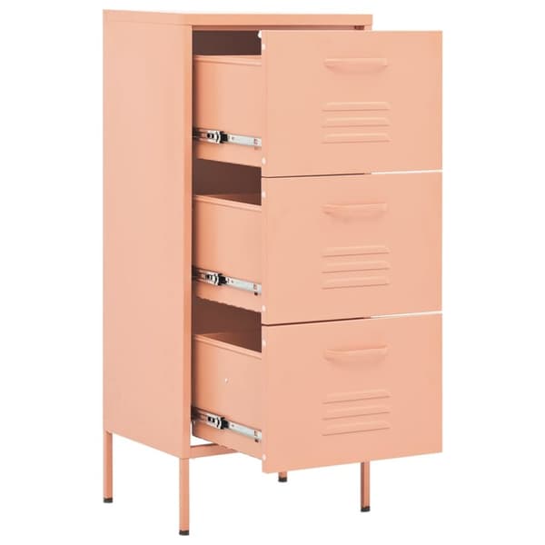 vidaXL opbevaringsskab 42,5x35x101,5 cm stål lyserød - Opbevaringsskabe
