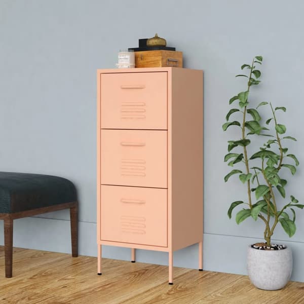 vidaXL opbevaringsskab 42,5x35x101,5 cm stål lyserød - Opbevaringsskabe